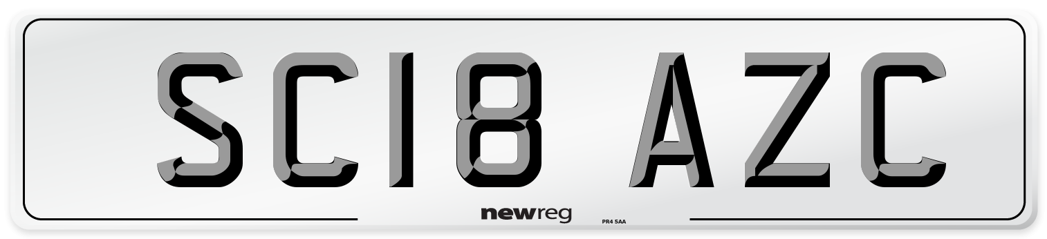 SC18 AZC Number Plate from New Reg